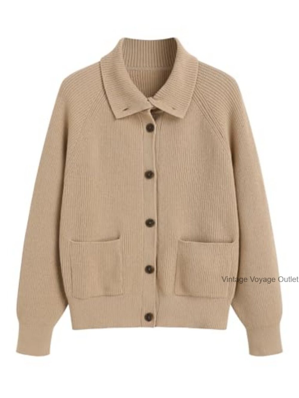 Chunky Knit Button Down Mock Neck Cardigan Sweater Long Sleeve